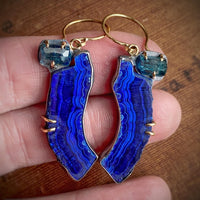 Azurite and Teal Tourmaline Earrings